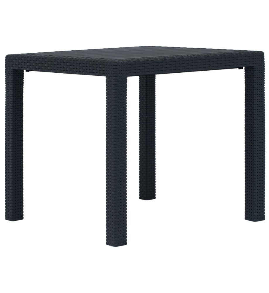 Table de jardin Anthracite 79x79x72cm Plastique Aspect de rotin