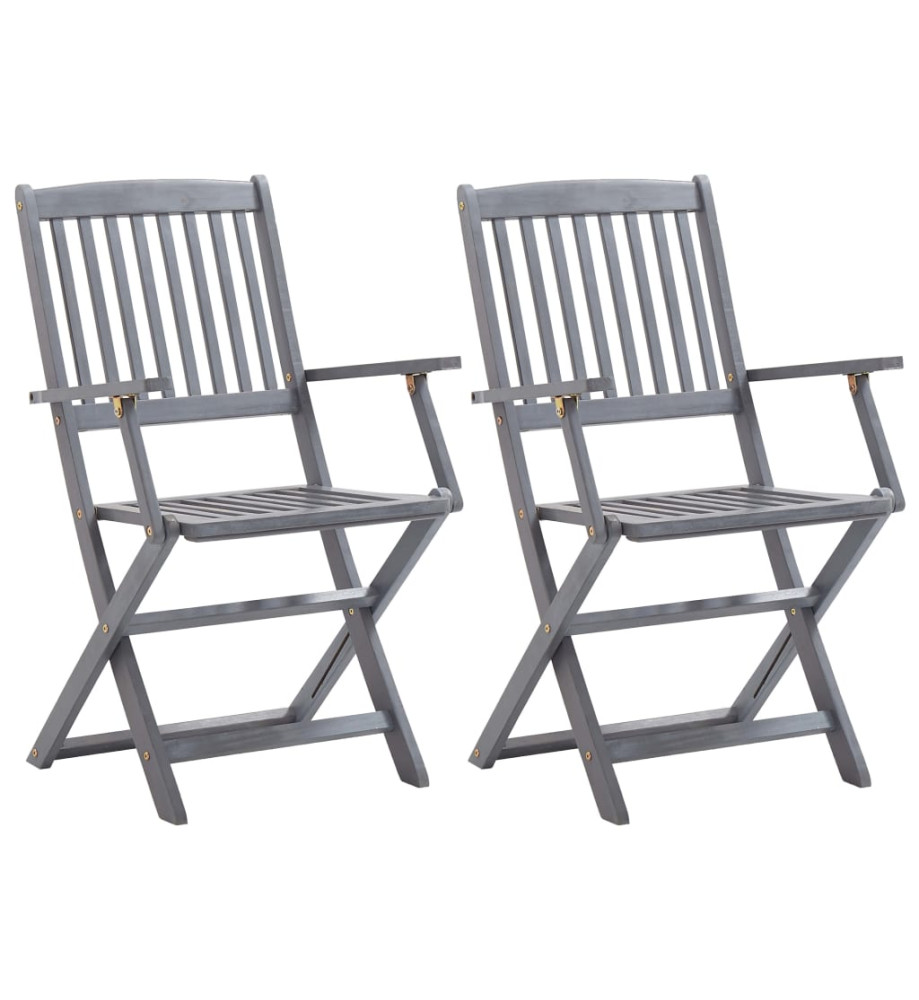 Chaises pliables d'extérieur 2 pcs Bois d'acacia solide