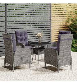 Mobilier de bistro de jardin 5 pcs Résine tressée Gris