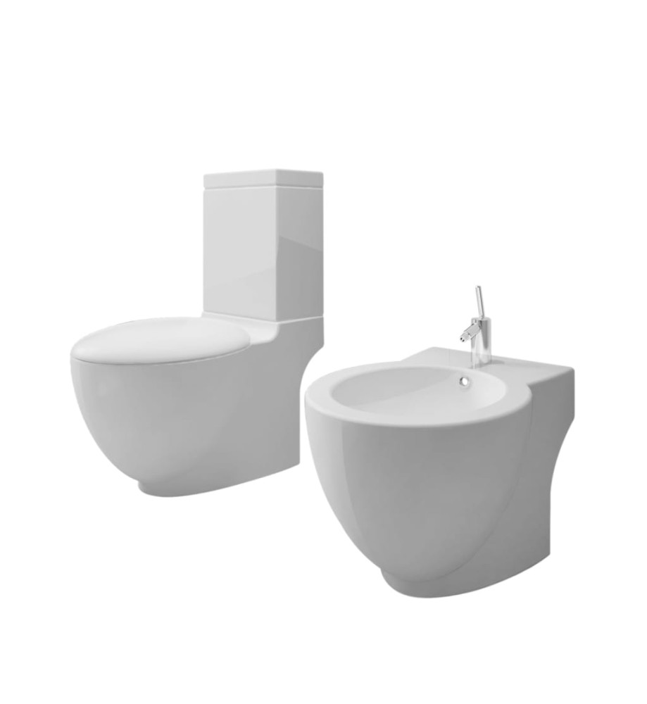 Ensemble de bidet et toilette Céramique Blanc