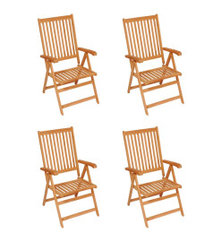 Chaises de jardin 4 pcs avec coussins noir Bois de teck massif