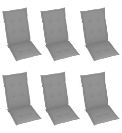 Chaises de jardin 6 pcs avec coussins gris Bois de teck