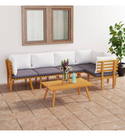 Salon de jardin 6 pcs avec coussins Bois d'acacia solide