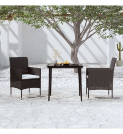 Mobilier de salle à manger de jardin avec coussins 3 pcs Noir