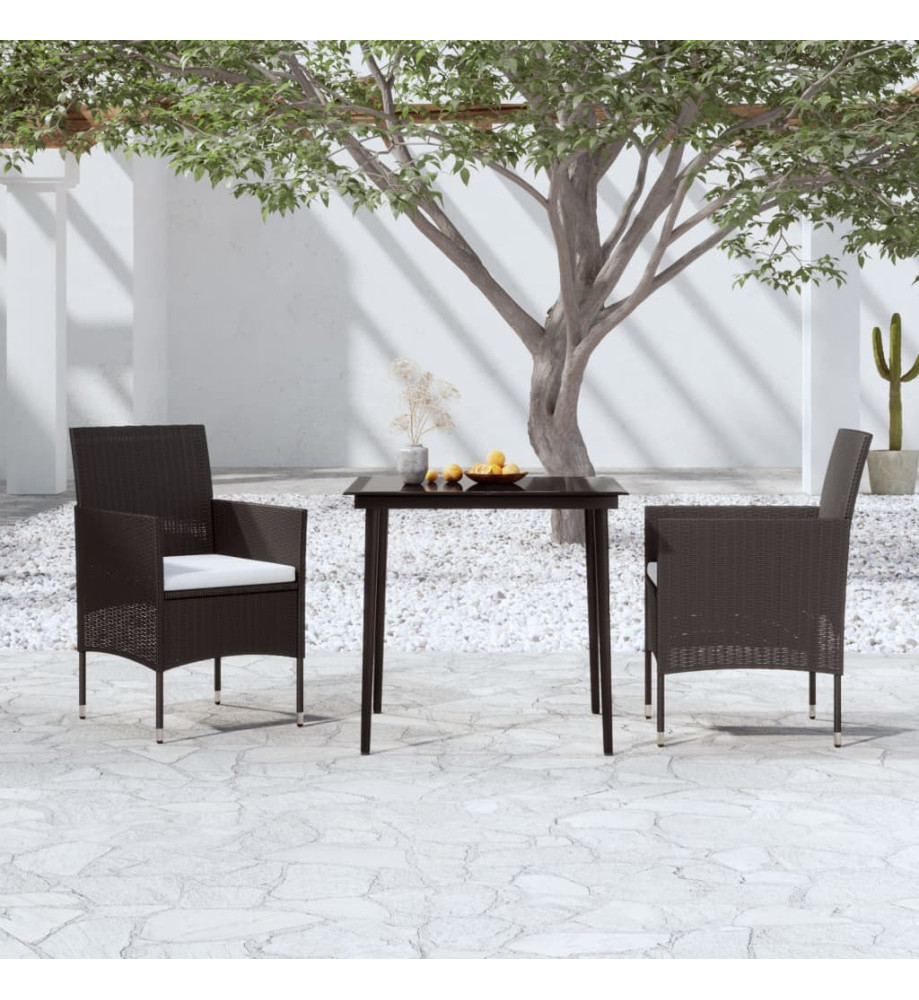 Mobilier de salle à manger de jardin avec coussins 3 pcs Noir