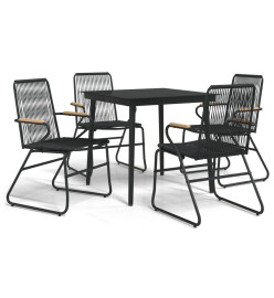 Mobilier à dîner de jardin 5 pcs Noir Rotin PVC