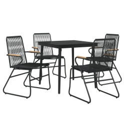 Mobilier à dîner de jardin 5 pcs Noir Rotin PVC