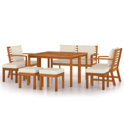 Ensemble de salle à manger de jardin coussins 9 pcs Bois acacia