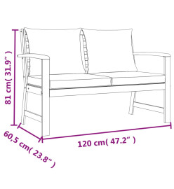 Ensemble de salle à manger de jardin coussins 9 pcs Bois acacia