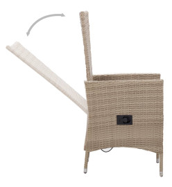 Ensemble de salle à manger de jardin avec coussins 3 pcs Beige