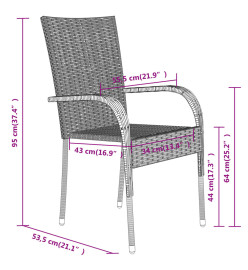 Ensemble de salle à manger de jardin 5 pcs Gris et noir