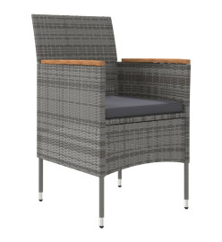 Mobilier à dîner d'extérieur avec coussins 3 pcs Gris et noir