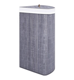 Panier à linge d'angle Bambou Gris 60 L