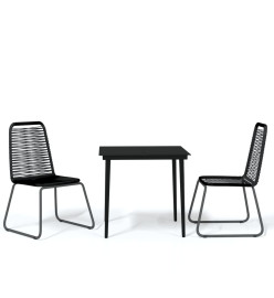 Ensemble de salle à manger de jardin 3 pcs Noir