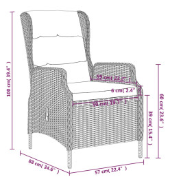 Ensemble de salle à manger de jardin 5 pcs Gris foncé