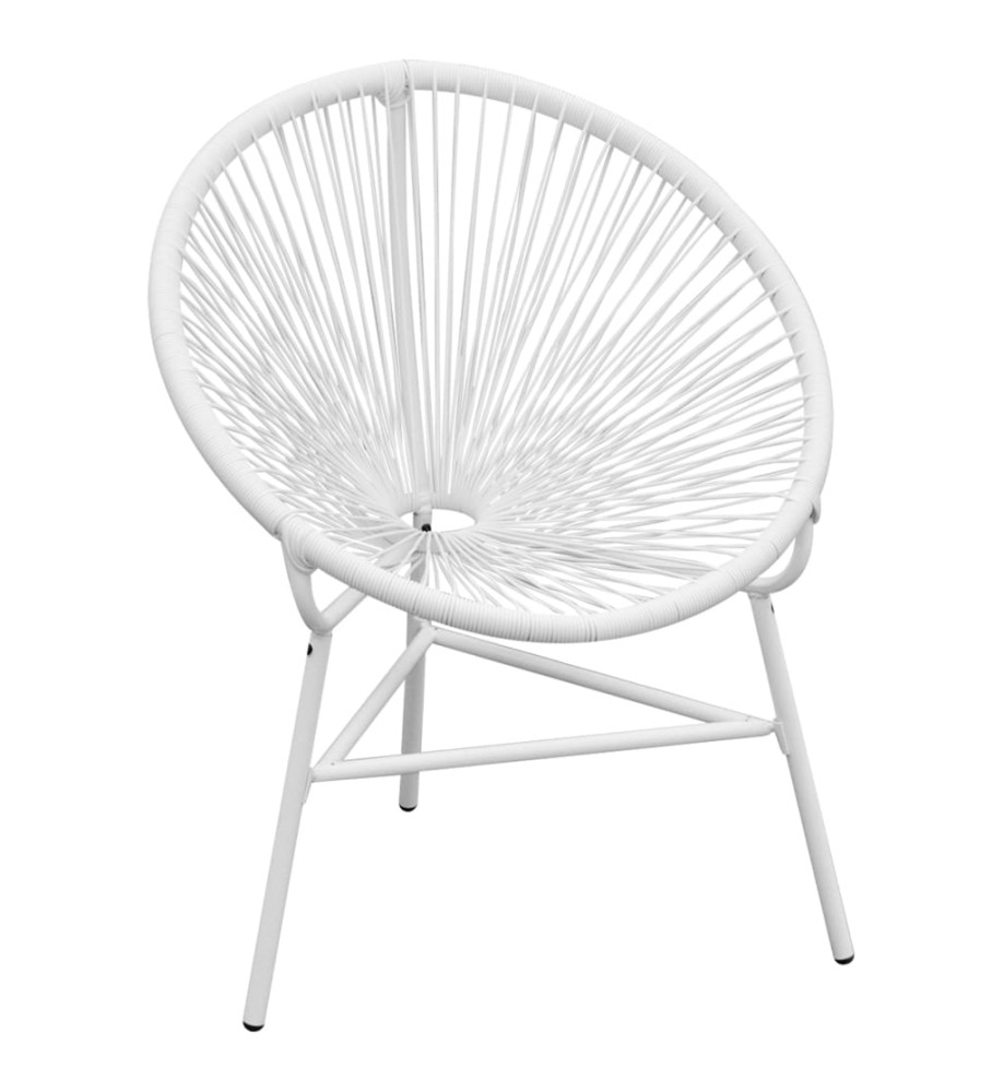 Chaise de jardin en corde forme de lune Résine tressée Blanc