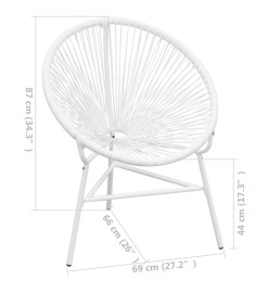 Chaise de jardin en corde forme de lune Résine tressée Blanc