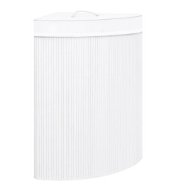 Panier à linge d'angle Bambou Blanc 60 L