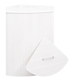 Panier à linge d'angle Bambou Blanc 60 L