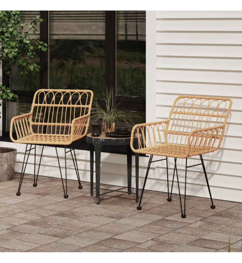 Chaises de jardin 2 pcs et accoudoir 56x64x80 cm Résine tressée