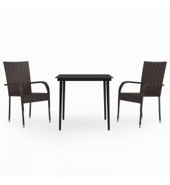 Ensemble de salle à manger de jardin 3 pcs Marron et noir