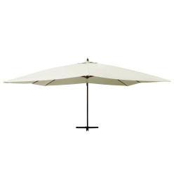 Parasol en porte-à-faux avec mât en bois 400x300 cm Blanc sable