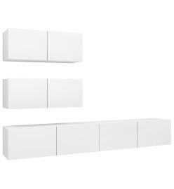 Ensemble de meuble TV 4 pcs Blanc Aggloméré