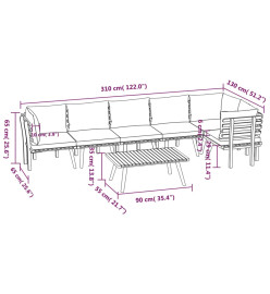 Salon de jardin 7 pcs avec coussins Bois d'acacia solide