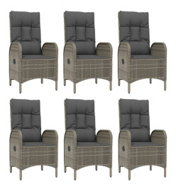 Mobilier à dîner de jardin et coussins 7 pcs Noir et gris Rotin