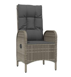 Mobilier à dîner de jardin et coussins 7 pcs Noir et gris Rotin