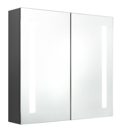 Armoire de salle de bain à miroir LED Gris 62x14x60 cm