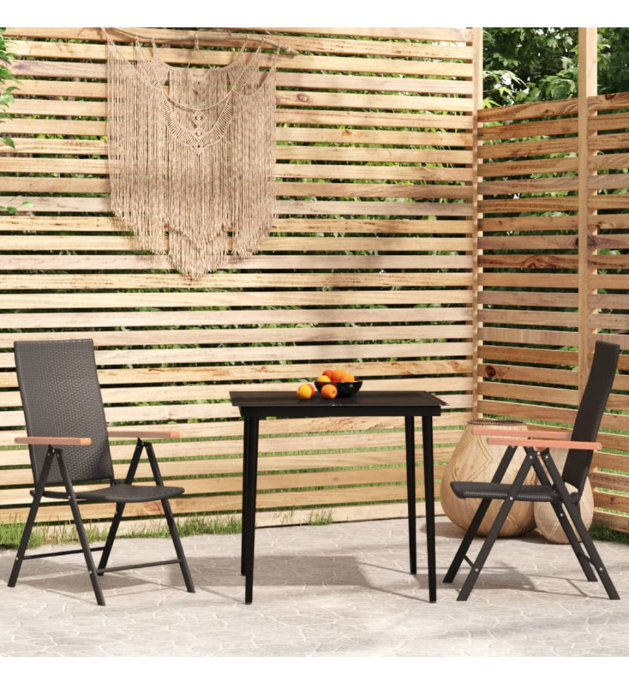 Ensemble de salle à manger de jardin 3 pcs Noir