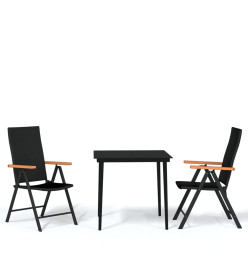 Ensemble de salle à manger de jardin 3 pcs Noir