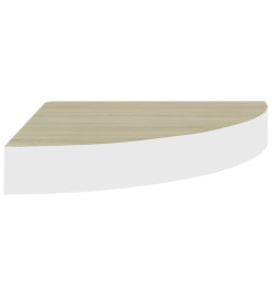 Étagère d'angle murale Chêne et blanc 25x25x3,8 cm MDF