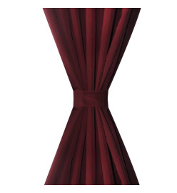 2 pcs Rideau à Passant Micro Satin Bordeaux 140 x 245 cm