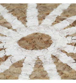 Tapis fait à la main Jute avec imprimé blanc 150 cm