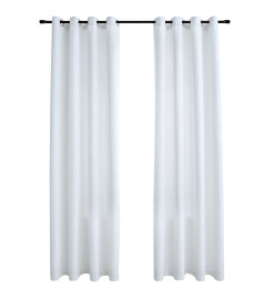 Rideau occultant et anneaux en métal 2pcs Blanc cassé 140x245cm