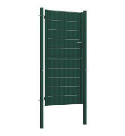 Portail de clôture PVC et acier 100x124 cm Vert