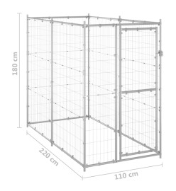 Chenil extérieur pour chiens Acier galvanisé 110x220x180 cm