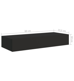 Étagères à tiroirs murales 2 pcs Noir 60x23,5x10 cm MDF