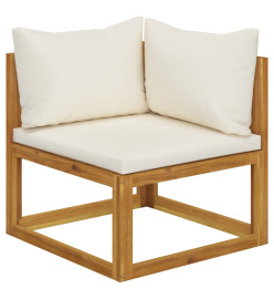 Salon de jardin 11 pcs avec coussin Crème Bois d'acacia solide