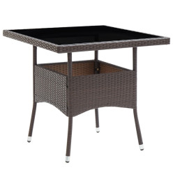 Mobilier à dîner de jardin 3 pcs Marron Résine tressée et verre