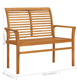 Banc de jardin avec coussin bleu clair 112 cm Bois de teck