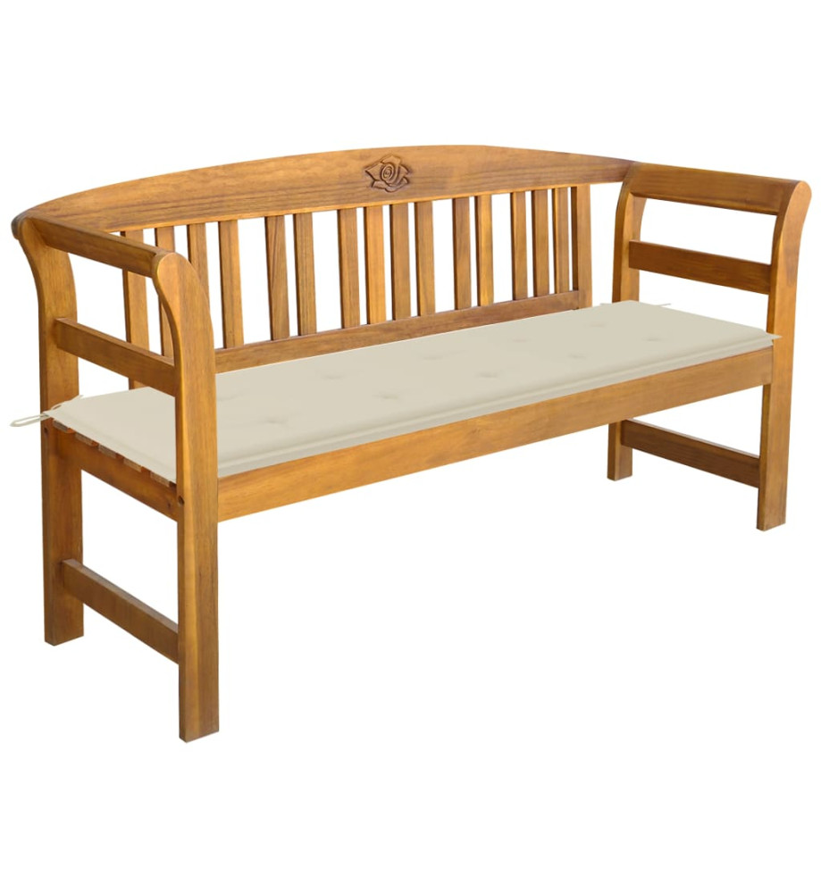 Banc de jardin avec coussin 157 cm Bois d'acacia massif