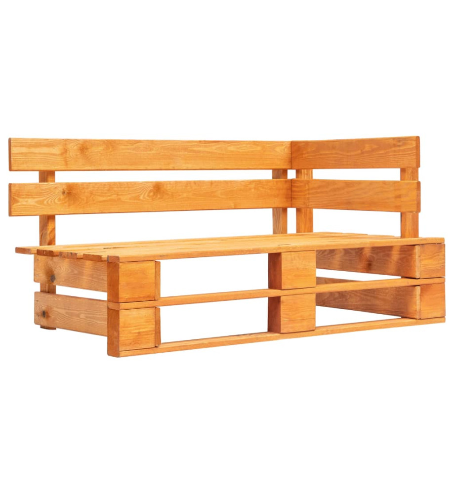 Banc d'angle palette de jardin bois marron miel