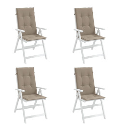 Coussins de chaise de jardin dossier haut lot de 4 taupe tissu