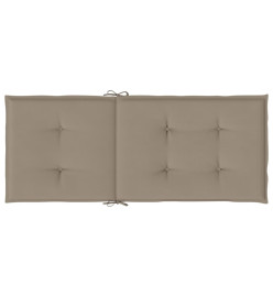 Coussins de chaise de jardin dossier haut lot de 4 taupe tissu