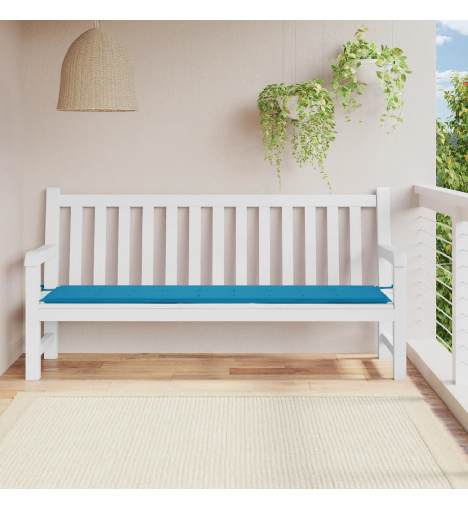 Coussin de banc de jardin bleu 200x50x3 cm tissu oxford