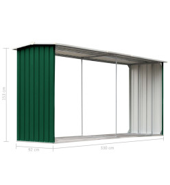 Abri de stockage de bois Acier galvanisé 330x92x153 cm Vert