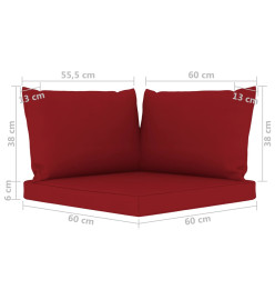 Salon de jardin 9 pcs avec coussins Rouge bordeaux